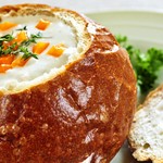 Soup in bread bowl