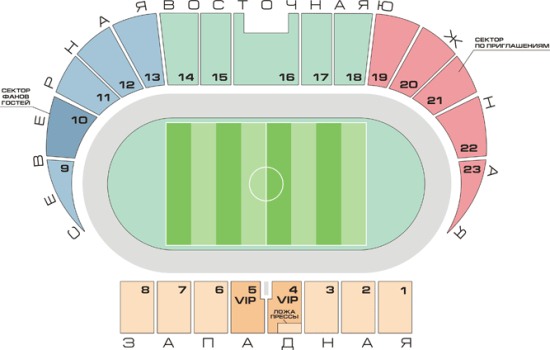 Схема стадиона Звезда в Перми